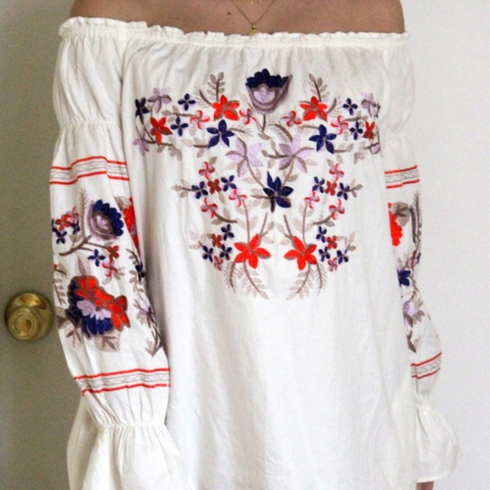 Free People Off-the-Shoulder Embroidered Dress